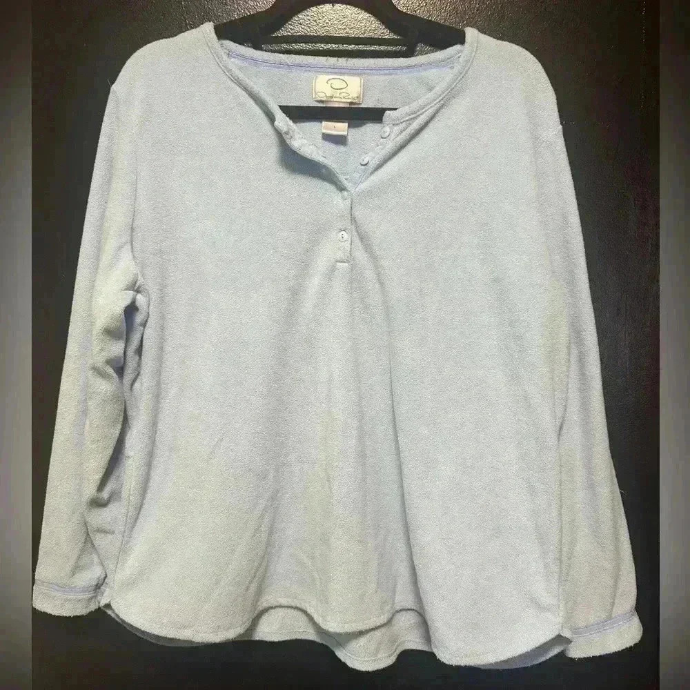 Oscar De La Renta Size Large Fleece Pajama Top Pajamas Lounge Wear Fleece